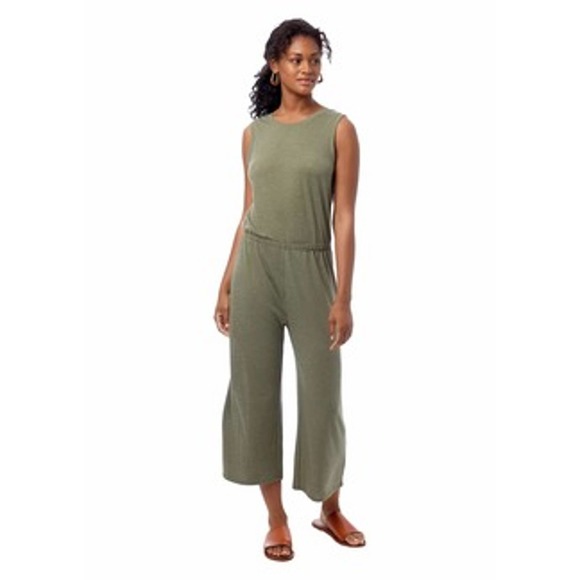 Alternative Apparel Pants - Alternative Apparel Green Harper Cropped Jumpsuit